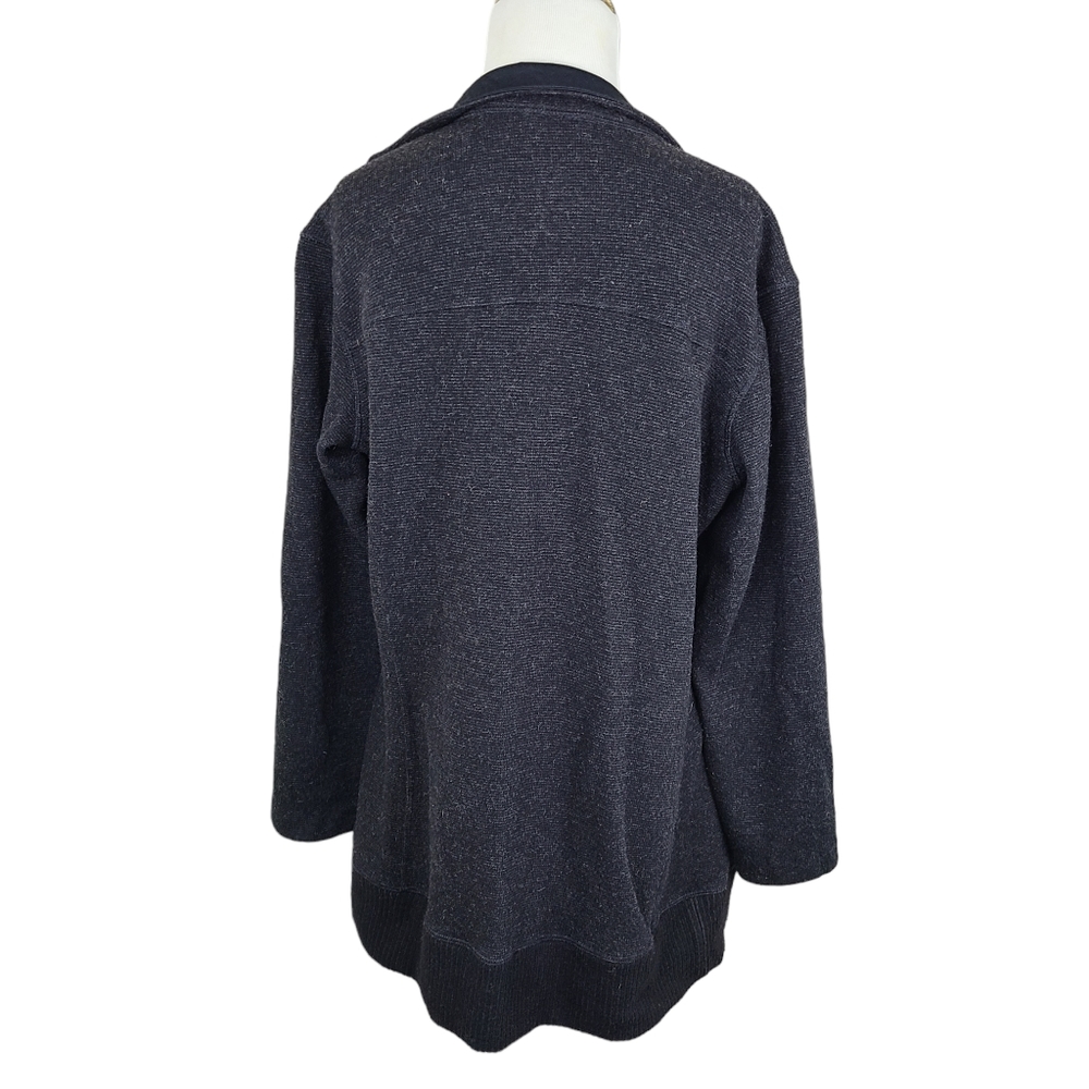Mountain Hardwear wool blend black gray buttoned sweater cardigan Large - Picture 2 of 15
